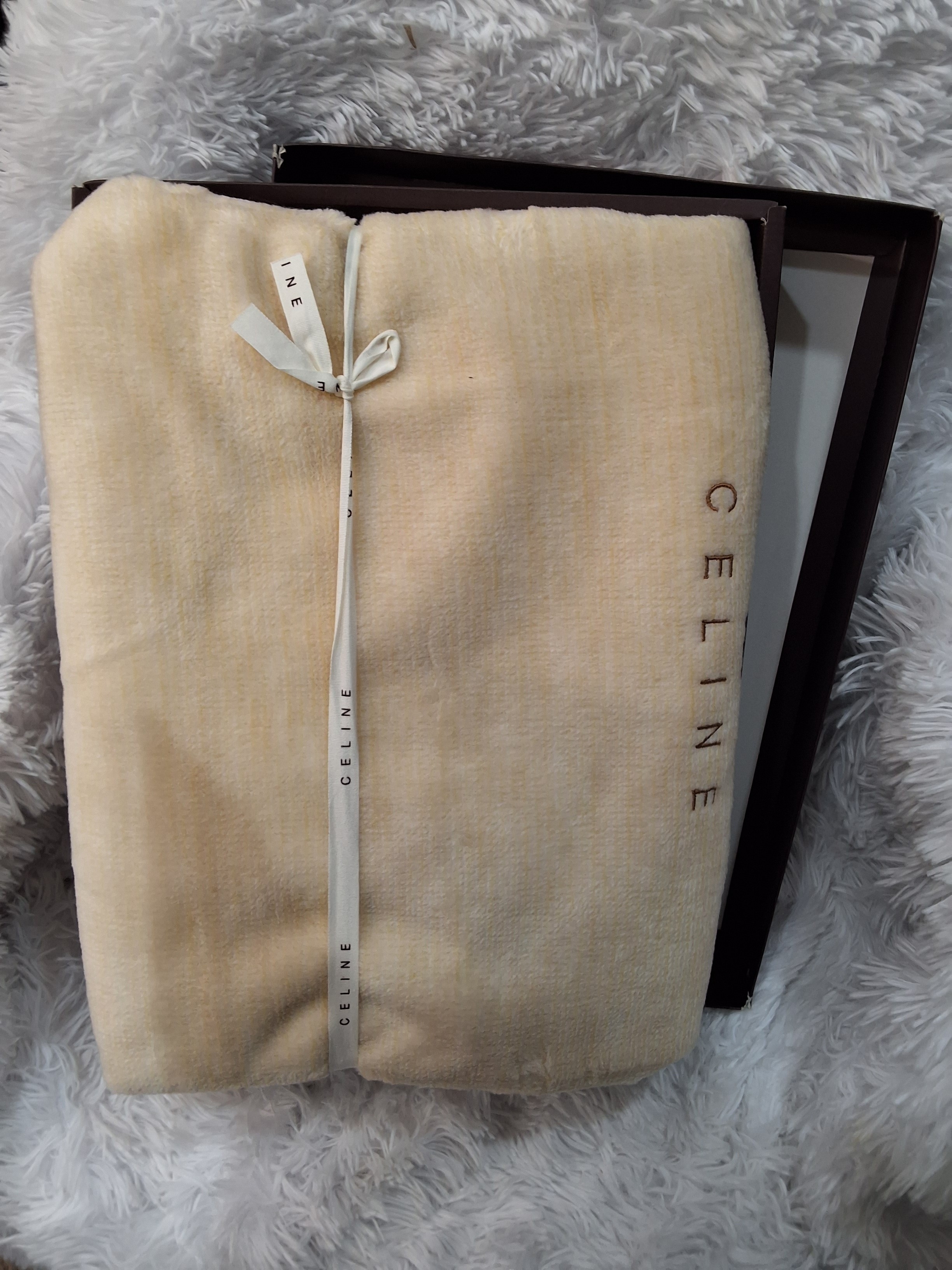 Auth Celine Cream Blanket/Bedcove New